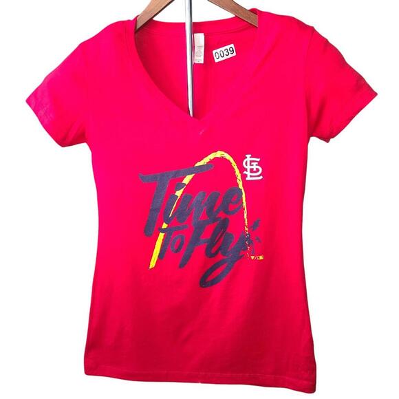 St. Louis Cardinals 'Time to Fly' V-Neck T-Shirt - Size Medium - Picture 1 of 4